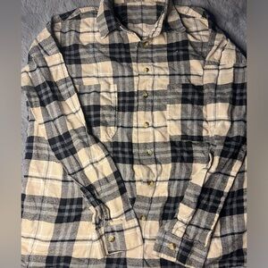 La Hearts Black and Cream Plaid Button Down Shirt